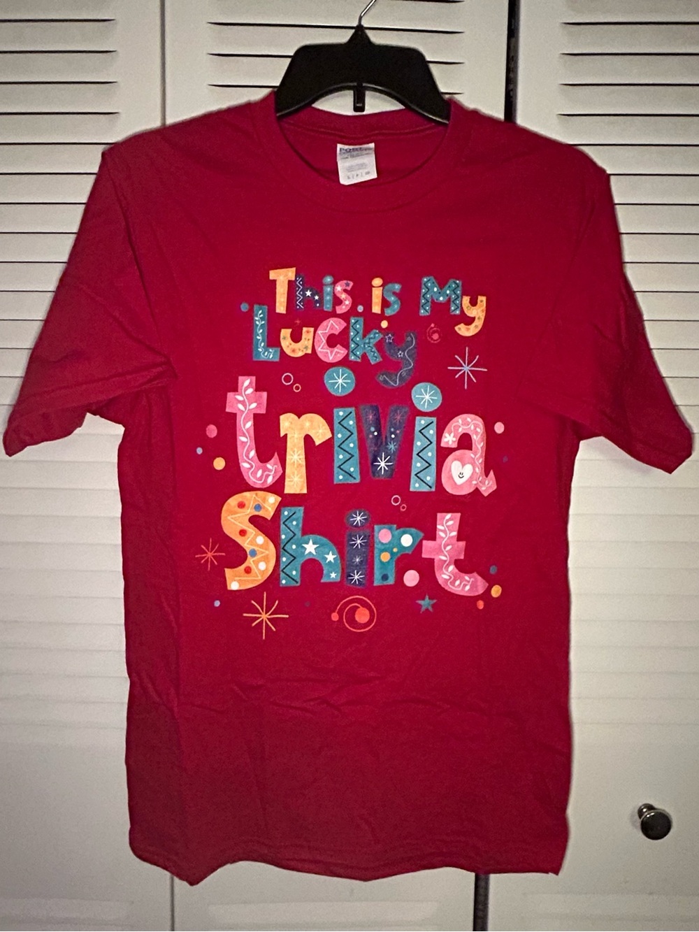 Port and Company Red 'This Is My Lucky Trivia Shirt' Graphic Tee